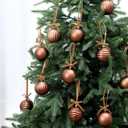 12 Set Brown Ball Ornaments for Christmas Tree Velvet Bows Xmas Tree Ball Neutral Hanging Decoration for Festival Holiday Party Wreath Home(3.15 Inch)