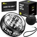 XMALL Torque Ball Hand Exerciser, Grip Strength Trainer, Forearm Strengthener, Wrist Power Gyro Ball, Hand Strengthening Devices, Wrist Strengthener, Finger Exerciser, Auto-Start Colorful Lighting (Black Without Light)