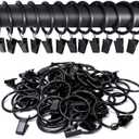 44pcs Curtain Rings with Clips Hooks 1.5 inch Rustproof Matte Metal Stainless Steel Drapery Rings for Tension Rod Bracket Eyelets Decorative Hangers, Vintage Black (1.5" Interior Diameter)