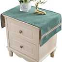 Utobanh Bedside Table Dustcover - Bedside Tabletop for Home Decoration - Bedside Tablecloth for Furniture Dcor - Rectangle15.735.4 Inch (Green)