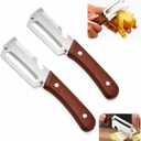2 Packs Premium Vegetable Peeler with Wooden Handle and Bottle Opener, Multi-Functional Kitchen Gadgets Tool for Fruit Pumpkin Potato Carrot Veggie
