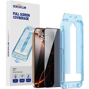 1 Pack for iPhone 16 Pro screen protector privacy,Military Grade Shatterproof,9H+Hardness,Full Coverage,Anti-Fingerprint,No Bubble, Easy Installation
