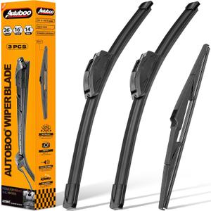 AUTOBOO 26"+16" Windshield Wipers with 14" Rear Wiper Blade Replacement for Hyundai Tucson 2016-2020 2021,2007-2012 Mazda CX-7 -Original Factory Quality (Pack of 3)