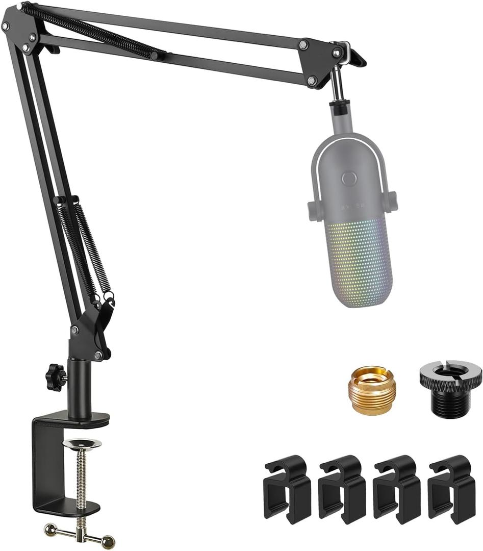 Adjustable Seiren Mic Boom Arm, Mic Stand Compatible with Razer Seiren X Mini V2 V3 USB Streaming Microphone for Recording, Gaming, Podcast