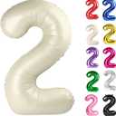 Cream Number 2 Balloon 40 Inch, 2 Balloon Number, 2nd Birthday Decorations for Baby Girls Boys Toddlers