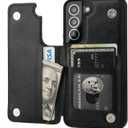 ONETOP Compatible with Samsung Galaxy S22 Wallet Case with Card Holder, PU Leather Kickstand Card Slots Case, Double Magnetic Clasp and Durable Shockproof Cover 5G 6.1 Inch(Black)