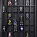Gallery Solutions - Black Wall-Mounted - Curio & Shot Glass Display Case - 17"x26" Glass Door - Bar Accessories - Collectible - Miniature Glassware - Bar Accessories