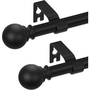 2 Pack Black Curtain Rods 28 to 48 Inches(2.3-4 Feet),5/8 inch Splicing Drapery Rods,Small Curtain Rods Set,Size: 18''-45'',Matte Black