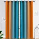 COSVIYA Grommet Ombre Room Darkening Curtains 84 inches Length for Living Room, Polyester Light Blocking Orange and Blue Gradient Window Drapes/Curtains for Kids/Girls Bedroom, 2 Panels, 52x84inches