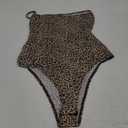 MakeMeChic Women's Leopard Print Halter Bodysuit Open Back Sleeveless Y2K Concert Top, Size Large