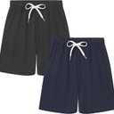 DANI CHINS Boys Loose Athletic Shorts with Pockets for Casual Sports Outdoor (5, Black, Navy)
