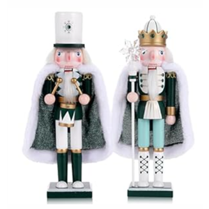 2 Pcs Wooden Christmas Decorations Nutcracker Soldier, 38CM Traditional Painted Nutcracker Figures,Festive Collectible Christmas Ornament Gift for Family Friends