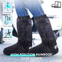 Hilitchi Black Men Waterproof Rainstorm Rainy Day Rain Suit Raingear Motorcycle Outdoor Protective Gear Rain Boot Shoe Cover Zipper US 10 11 Euro 44 45 Black (Black, XL)