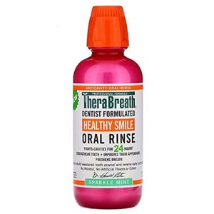 TheraBreath Healthy Smile Rinse, Sparkle Mint, 16 Oz, 2 Pack, BBD 07/2026