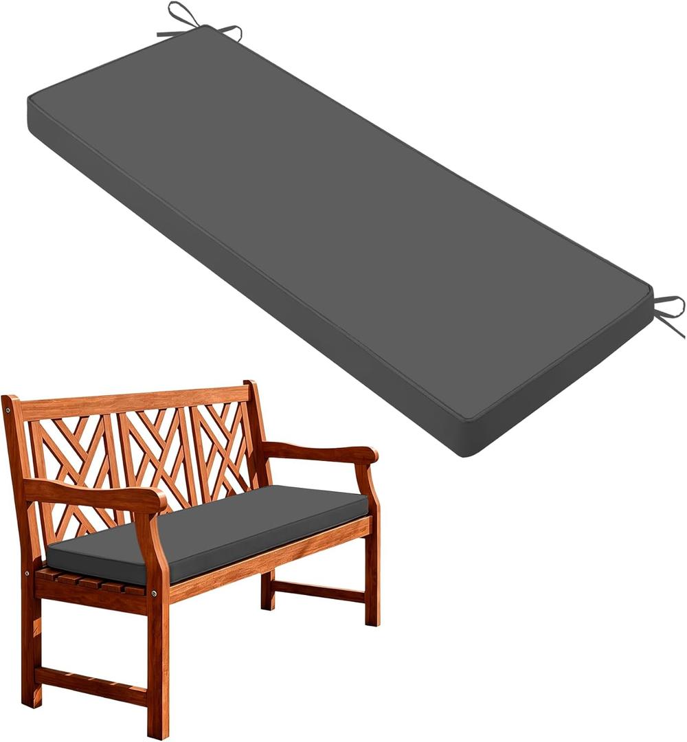 Outdoor Bench Cushions for Outdoor Furniture, 42x18 Inch, Waterproof Patio Furniture Cushion, Fade Resistant Bench Cushions for Porch Swing, Long Bench, Indoor, Dark Grey