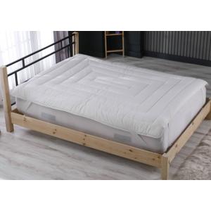 SLIMLINE Natural Wool Mattress Pad, Merino Wool Filling, Quilted Natural Cotton Cover, 1" Thickness, Hypoallergenic, All Seasons, White (Queen)