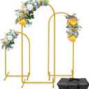 HEMMOTOP Metal Arch Backdrop Stand Set of 3 (6 ft/5 ft/4 ft), Balloon Arch Stand for Party, Wedding, Baby Shower, Graduations, Holiday Ceremony - Ideal for Balloons Flowers and Garden Decor, Gold