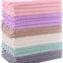 24 Pack Kitchen Dishcloths - Does Not Shed Fluff - Reusable Dish Towels, Dish cloths, Super Absorbent Coral Fleece Cleaning Cloths, Nonstick Oil Washable Fast Drying, 7 x 9 Inch (Multicolor)