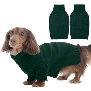 IECOii Dachshund Sweater,Turtleneck Dog Sweater for Small Medium Dogs Girl Boy,Stretchy & Breathable,Warm Knitted Pullover Coat,High Neck Knitwear for Cold Weather Indoor & Outdoor Wear (Green,M)