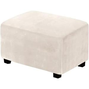 H.VERSAILTEX Ottoman Covers Slipcover Rectangle Real Velvet Plush 1 Piece Form Fit Stretch Folding Storage Covers Ottoman Slipcovers Removable Footrest Covers Elastic Bottom Washable(X-Large, Ivory)