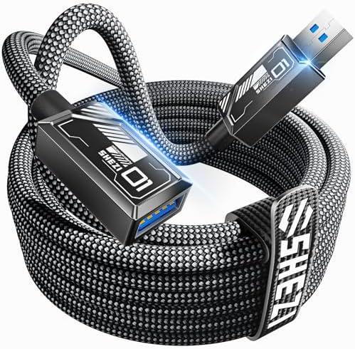 Vexipia USB Extension Cable, USB 3.0 Extension Cable Type A Male to Female USB Extender Cord [5Gbps High-Speed Data Transfer] for Webcam/Camera/Phone/Hub/Mouse/Keyboard/Printer/Hard Drive-10FT, 4 Pack