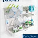 Dr. Brown's Baby Bottle Drying Tower, Stand-Up Countertop Drying Rack with Organized Storage for Baby Essentials, Space Saving Vertical Rack, Gray/White