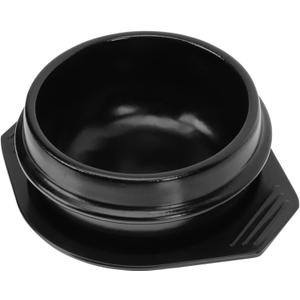 Vaguelly Korean Dolsot Stone Bowl, Korean Bibimbap Bowl Soup Bowl Korean Cooking Pot with Tray, Traditional Korean Cookware for Gas Stovetop, Dishwasher Safe, 500mL