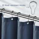 PANGSINNE Navy Blue Shower Curtain Waffle Weave 60 Inches Heavy Fabric Duty Shower Curtains for Stall, Water Repellent 256GSM Weighted Modern Bathroom Shower Curtains with 10 Metal Hooks, 60Wx72H