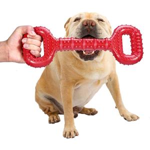 Feeko Dog Toys for Aggressive Chewers Large Breed, 15 inch Interactive Long Lasting Dogs Toy with Convex Design Natural Rubber Tug-of-war Toy for Medium Large Tooth Clean(Red)