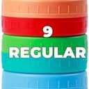 Bedgeta 9Pcs Mason Jar Lids, Regular Mouth Plastic Mason Lids, Leak Proof Canning Lid with Silicone Ring for Ball, Kerr and More, Reusable Can Tops, Colored Caps Covers for Jars