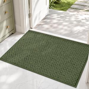 COSY HOMEER Door Mat Non-Slip Entryway Rugs Dirt Trapper, 20"x32", Green