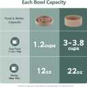 Havniva Ceramic 1.2 Cup Raised Slow Feeder Dog Bowl Set, Elevated 6.1inch Bowl and 7.3inch Puzzle Slow Food Dish with Wooden Stand for Medium and Small Dog, Anti-Gulping (2 x Brown Coffee+ Stand)