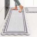 KIMODE Anti Fatigue Kitchen Mats, Light Grey Kitchen Rugs, Padded Kitchen Mat for Floor, Comfort Standing Desk Mat, Cushioned Kitchen Mats for Floor 2 Piece for Laundry Office Sink 17"x47"+17"x29"
