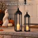 24" & 20" Large Outdoor Floor Lantern, Black Fall Porch Decor