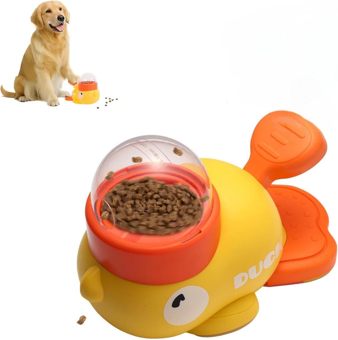 Dog Cat Treat Dispenser Toy, Interactive Dog Puzzle Toy, Slow Feeder (Yellow)