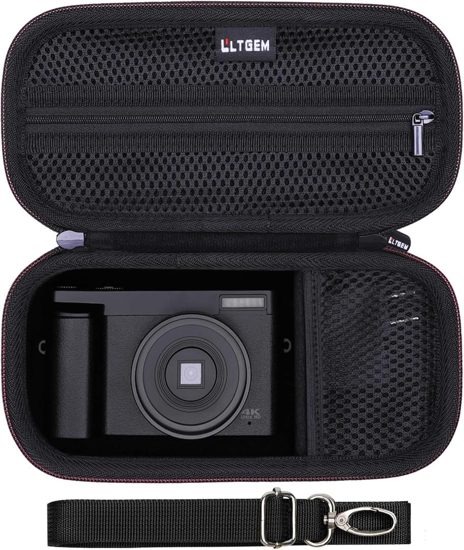 LTGEM 4K Digital Camera Case Compatible with Duluvulu/VJIANGER/AUREAPIX/Zostuic/XNSIAKXA/TESFOT/TEFTYMON 4K Digital Camera for Photography, Vlogging Protective Travel Carrying Case, Black