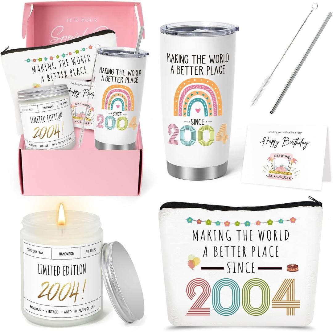 21st Birthday Gifts for Her, 21 Birthday Gifts for Women, 21st Bday Gifts, 21 Year Old Gift Baskets Ideas for Daughter Sister Friend, 2004 Birthday Gifts, Funny Unique 21st Gifts with 20oz Tumbler