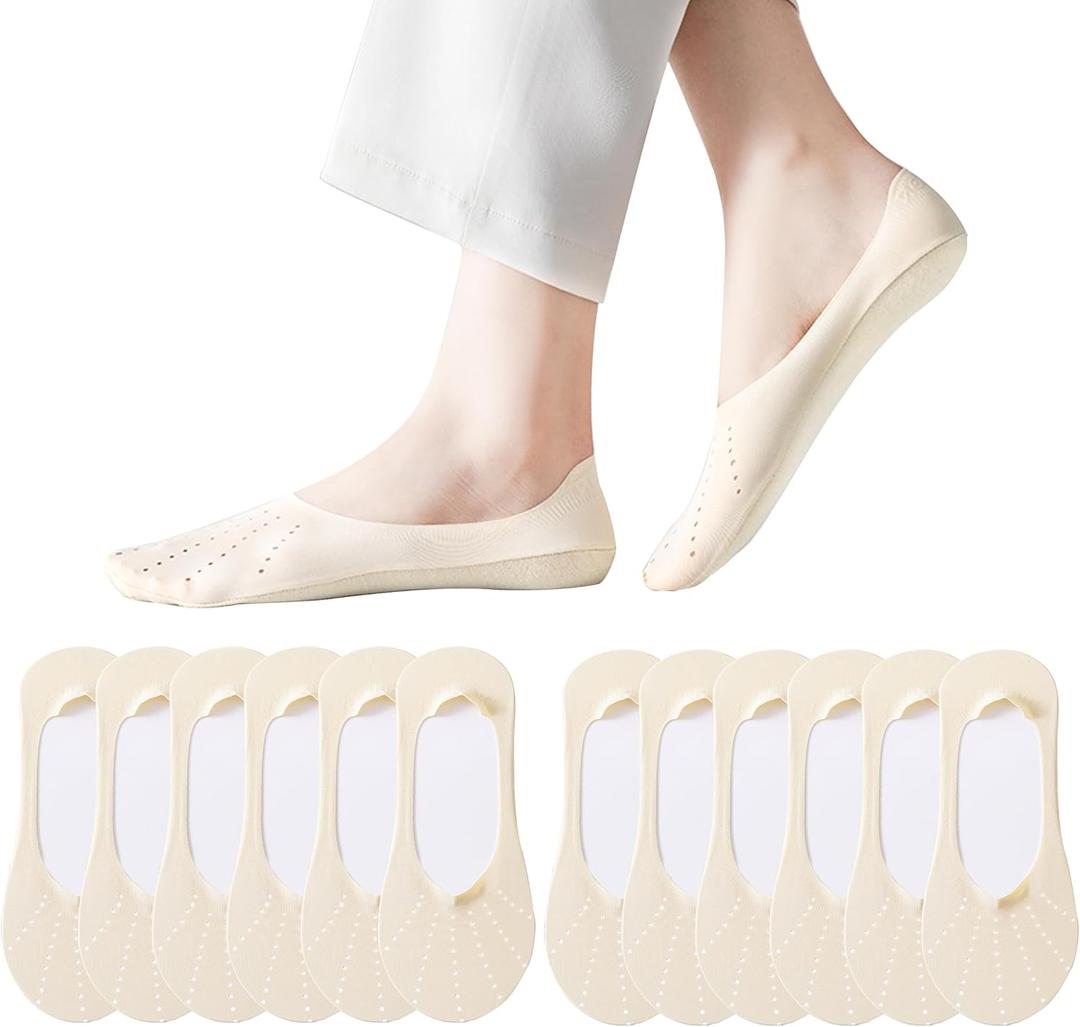 No Show Socks Womens Thin Flat Mesh Breathable Low Cut Liner Socks Invisible 6 Pack (4-7)
