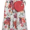 Speechless Girls Floral Flutter Sleeve Chiffon Tiered Maxi Dress with Purse, Size 8
