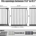 Heavy Duty Baby & Pet Safety Gate - Extra Wide 76.4-81.1 Inch, Black Metal, Pressure Mounted, Walk-Through