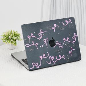 Compatible with MacBook Air 13 inch Case 2026 M5, 2022-2025 M4/M3/M2 A3240 A3113 A2681, Cute Girly Aesthetic Plastic Hardshell & Keyboard Cover for Mac Air 13.6 inch Case, Black Glitter Pink Bows