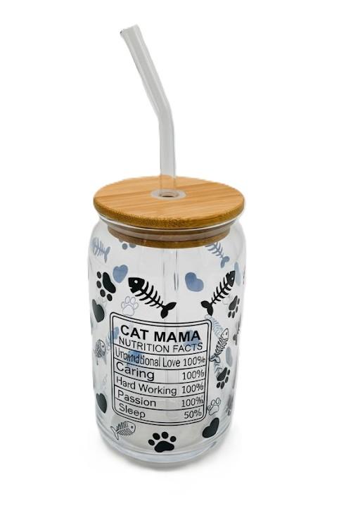 Cat Mom Sipper Glass, 16oz