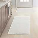 MIULEE Set of 2 Waffle Bathroom Rugs, Boho Bath Rugs Non Slip Washable, Super Absorbent Bath Mats, Ultra Soft Rubber Backed Shower Mats for Bathroom Floor, Tub and Shower, White, 17x24 Inch