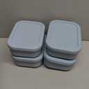 Honeydak 4 Pcs Silicone Bento Box Reusable Silicone Bento Lunch Container for Adults Microwave Dishwasher Freezer Safe 3 Compartment (Blue)