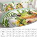 AILONEN Green Frog Comforter Set Queen 7-Piece Bed in a Bag,Tropical Amphibian Tree Frog Bedding Set for Kids Boys Girls,Soft Comforter & Fitted Sheet with Flat Sheet,2 Pillowcases,2 Pillow Shams