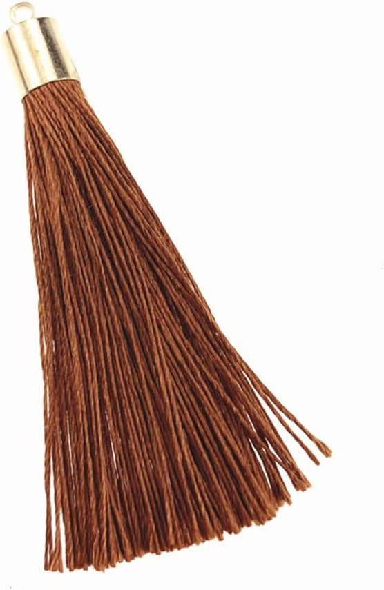 100 Pieces Bulk Bookmark Tassels With Gold Cap, Polyester for Keychain Making, Decorative Craft Jewelry Earring Graduation Charms (Chocolate)