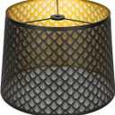 Metal Etching Process Large Lamp Shade, ALUCSET Drum Big Lampshades for Table Lamp and Floor Light, Arrow Design, 12x14x10 Inch, Spider