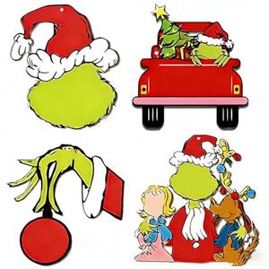 4 PCS Christmas Tables Centerpieces Decorations for Home Wooden, Christmas Tiered Tray Decorations Set for Kitchen Office Home Indoor Mantel Decorations