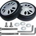 Replacement Luggage Suitcase Wheels OD 50mm Repair Kit Parts Axles Rubber Metal 360 Swivel Caster Wheels Bearings Tools Wear-Resistant Mute Flexible Set of (2) Wheels 50mm x 15mm x 6mm