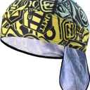 2 x HEROBIKER Sweat Wicking Skull Cap Beanie Bandana Helmet Liner Outdoor Running Adjustable Breathable Quick Drying (Medium, Yellow)